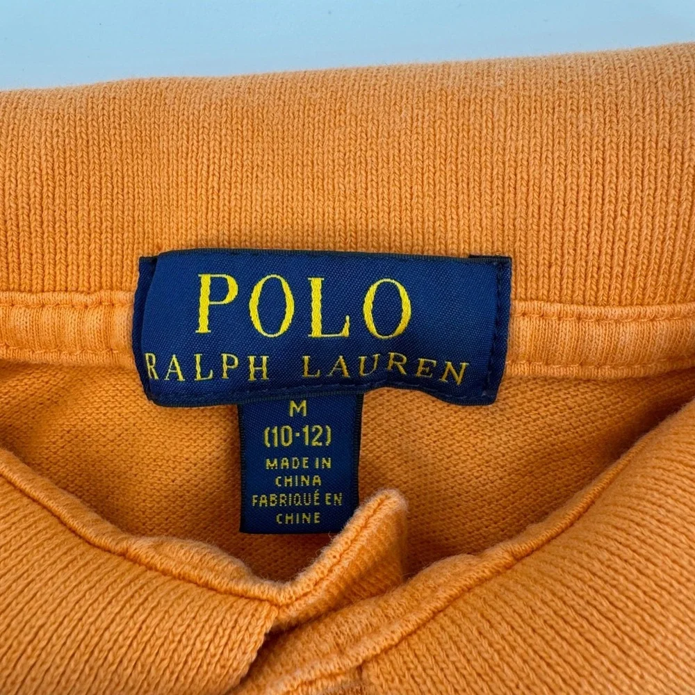 Polo Ralph Lauren Kids Medium 10 -12 Orange Short Sleeve Shirt Embroidered‎ Pony